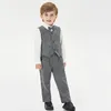 Giyim Setleri Sonbahar Avrupa ve Amerikan Düz Renkli Boy's Pants Set Boys 'Suit Yelek Uzun Kollu Gömlek 3 PCS 70-140cm