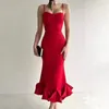 Casual Dresses Ruffles ärmlös rygglös Maxi Dress Women 2024 Summer Fashion Bodycon Elegant Sexy Outfits Birthday Party Club sundress