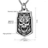 Pendentif Colliers Punk Heavy Street Motocycliste Skl Collier En Acier Inoxydable Dominateur Chevalier Noir Gothique Hommes Bijoux Drop Livrer Dhimw