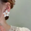 Dangle Oorbellen 2024 Koreaanse Witte Bloem Parel Voor Vrouwen Meisjes Elegante Zoete Persoonlijkheid Bruiloft Sieraden Party