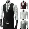 Dräkt Mens Slim Vneck Vest Blazer British Business Fashion Men Gentleman Waistcoat Inside Black 240125