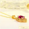 Colliers pendentifs Colliers en or 18 carats de luxe goutte d'eau en forme de poire rubis pierre précieuse pendentif collier pour femmes Sier bijoux de mariage goutte Dhrzg