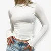 Hirigin Женские повседневные двухслойные базовые футболки с длинным рукавом Slim Fit Crop Tops Fairy Cottage Винтажная футболка Женская одежда 240122