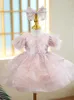 Robes de fille de luxe plumes brillantes enfants tenue fleur filles moelleux pour les mariages adolescents fête d'anniversaire correspondant robes de bal