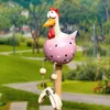 Garden Decorations Resin Crafts Statues Funny Big Eyed Chicken Statue Long Foot Hen Sculptures Fence Art Supplies Wooden Stake Decoration