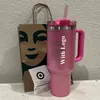 Winter Pink Watermelon H2.0 40OZ Tassen Cosmo Pink Parade Tumblers Autobecher Edelstahl Target Red Flamingo Kaffee Valentinstagsgeschenk Sparkle 1:1 Gleiches Logo 0204