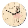 Drewniany drukowany zegar ścienny Urocza dziewczyna reloJ de pared dziecięcy pokój środowiskowy cichy horloge y200109263h
