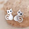 Studörhängen söta kattungar Animal Studs Earring Dripping Oil Cartoon Cat For Women Girls Personliga smycken Tillbehör Trendiga gåvor