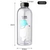 Garrafas de água com canudo, copo fofo de urso panda, 1000ml, transparente, desenho animado, aparelho para bebidas, fosco, à prova de vazamento, shaker