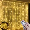 Stringhe LED Luci per corde per tende Ghirlanda Decorazioni natalizie 8 modalità Telecomando USB Fata per feste di nozze per la camera da letto di casa