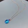 Naszyjniki wiszące 12,6 mm naszyjnik dla kobiet cukierki Kolor kwadratowy kryształowy wkład ciemnoniebieski cyrkon biżuteria prezent na imprezę