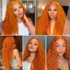 Wiggogo Orange gingembre dentelle avant perruque cheveux humains 30 pouces bouclés vague profonde 13X4 13X6 Hd frontale perruques 240130