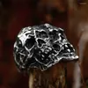 Cluster Rings BEIER 2024 Style Double SKull Face Ring Stainless Steel Men's Biker Gothic Jewelry Wholesale