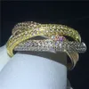 Conjunto de anel de compromisso 3 em 1 romântico, prata esterlina 925 5a pedra cz, anel de noivado, aliança de casamento para mulheres, homens, festa, joalheria269n