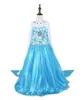 فتيات صغيرات الثلج الأميرة الفخمة فستان كوين زي الأزرق هالوين فستان كيب حفلة أداء الزي عيد ميلاد