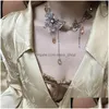 Chokers Choker Vintage Butterfly Tassel Beaded Necklace For Women Punk Dark Charm Eesthetics Y2K CLAVICLE CHAIN ​​Ethnic Accessorie DH8VT