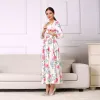 Dresses 2024 NEW Print Maternity Dresses Breastfeeding Clothes for Lactation Pregnant Women Cotton Blend Dress Long Elegant Temperament