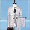 Abiti Blazer Abito stile britannico Plaid Gilet da uomo Pantaloni Fashion Design High End Slim Banchetto di nozze Business 3 pezzi Formale Drop De Dhylx