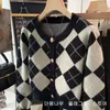 Kadın Örgü Deeptown Vintage Plaid Örgü Hırka Kadın Y2K Kore Moda Sonbahar Eski Para Kısa Kazak Harajuku O Boyun Jumper Estetik