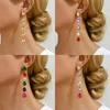 Pendientes colgantes moda romántica lágrima encanto cristal brillante colgante para fiesta y boda joyería Boho marca de lujo largo para regalo de mujer