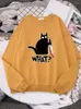 Women's Hoodies Little Black Cat And Knife Printing Womens Clothing Fleece Hip Hop Hoodie Autumn Loose Pullover Crewneck Female Sweatshirt