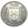 Dekorativa figurer Switzerland 5 Franc 1922-1928 6st för Välj silverpläterad kreativ kopia-mynt