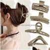 Hoofddeksels Haaraccessoires Hoofddeksels Haaraccessoires Chique Grote Metalen Klauw Voor Dames Meisjes Geometrie Holle Krabclip Koreaans Elegant H Dhezc