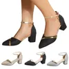 Sandales femmes bas mi talon carré bride à la cheville sandale bureau dames bout pointu chaussures talons épais pour les femmes de mariage taille 11