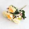 Decorative Flowers 30cm Artificial Peony Bouquet European Style Fake Silk Pink Rose Flower For Home Garden Wedding DIY Decor Garland Plants