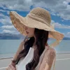 Chapéus de borda larga 2024 chapéu de palha praia tecelagem de alta qualidade mulheres verão versátil moda sol protetor solar elegante primavera e yc148