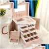 Sieradendozen Vrouwen Box Organizer Grote Veet Case Armband Ketting Oorbellen Aangepaste Ring Displaystandaards Drop Delivery Dhb2N