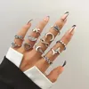 Anelli a grappolo IFME Stili multipli Trendy Vintage Boho Knuckle Ring Set per le donne Gioielli geometrici in cristallo di moda bohémien