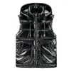 Gilet da uomo Uomo Inverno Con cappuccio 2024 Gilet corto di colore brillante Giacca imbottita in cotone senza maniche Gilet per coppie femminili