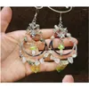 Boucles d'oreilles lustre pendantes champignon vert Olive magique debout sur la lune Prehnite Cottagecore bijoux sorcière Boho livraison directe Otw4C