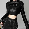 Vestes pour femmes Goth Dark Zipper Cyber Gothic Y2K Crop Grunge Punk Style Faux Manteaux en cuir Femme Mode Streetwear Manteau à ourlet irrégulier