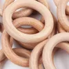 TYRY.HU 50Pcs 40/55/70mm Beech Wood Ring Wooden Teether Ring Kid Gift Food Grade Silicone Children's Goods Kid Teething Toys 240125