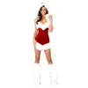Women Sexy Christmas Festival Cosplay Costumes Female Pure Red Corduroy Halloween Uniform Role Playing for Adult Santa Clause329P