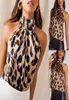 Sexig Off Shoulder Leopard Tops Chiffon Women Summer Animal Print Casual Backless ärmlösa skjortor Halter Kvinna bär kvinnor0396962070