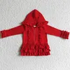 Jackets Fashion Girls Clothes Fall Coat Cotton Boutique Ruffle Long Sleeve Hoodie Clothing Wholesale Children Jacket Red Pink