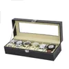 6 slots caixa de relógio acessórios relógio exibição caso caixa de armazenamento titular couro do plutônio relógios organizador caixa de armazenamento caixa de jóias 240123