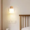 Lámpara de pared LED de madera moderna, aplique de vidrio blanco con leche de doble cabeza para dormitorio, sala de estar, estudio, comedor, decoración del hogar