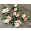 Bröllopsblommor Party Wrist Corsage Boutonniere Artificial Champagne Rose Flower