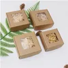 Förpackningslådor Partihandel Kraft Paper Box Transparent PVC Window Soap Boxes Jewelry Gift Packaging Wedding Valentines Day Favors Candy C DHDPV