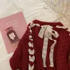 Frauen Pullover Rot Chic Lace-up Pullover Für Frauen Süße Mädchen Gestrickte Herbst Winter Stilvolle Ästhetische Kleidung Vielseitige weibliche