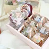 선물 랩 2024 PVC 투명한 꽃 박스 클리어 작은 케이크 포장 축제 축제 웨딩 생일 파티 박스 손잡이