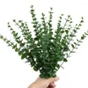 Fleurs décoratives Feuilles d'eucalyptus artificielles Branches de plantes vertes pour décoration de table de fête de mariage Fausses plantes Décoration de Noël 2024