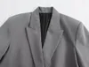 Ternos femininos traf cinza oversize longo blazer feminino duplo breasted blazers para outono jaqueta de escritório masculino mulher 2024