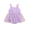 Kız Elbiseler Dinleme Kafası Bebek Bubble Romper Sleeless 3D Kelebek Nakış Körfezi Tül Elbise Doğum 3-18 aydır