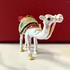 Decorative Figurines Desert Camel Figurine Trinket Boxes Vintage Metal Crystal Jewelry Storage Case Wedding Ring Holder Home Table Decors