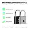 Smart Lock Schwarz Silber Schlüsselloses USB wiederaufladbares Tür-Fingerabdruck-Vorhängeschloss Schnellentriegelung Zinklegierungsmetall Selbstentwickelnder Chip